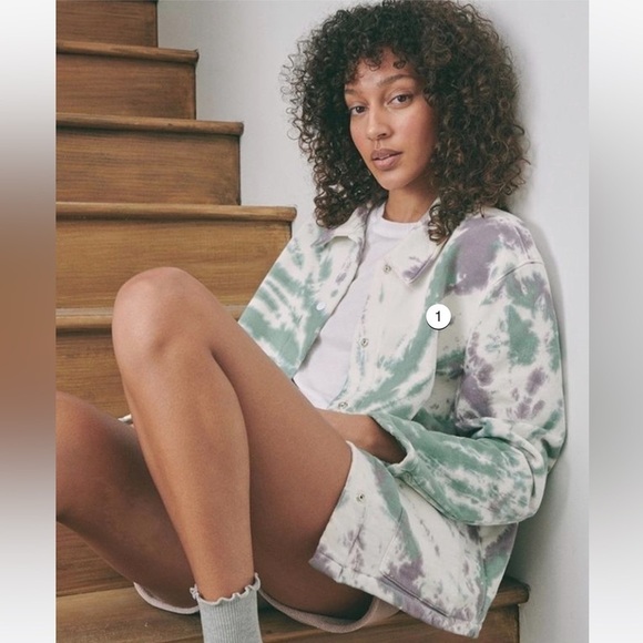 NWT Anthropologie LACAUSA Kismet Terry Fabric Jacket Sugarplum Swirl Size Large - Picture 9 of 15